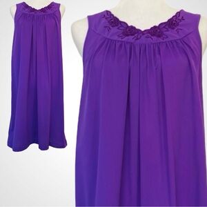 🌺SOLD🌺 Shadowline Silky Nylon Royal Purple Violet Lounging Chemise Slip Dress